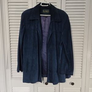 Danier Blue Suede Genuine Leather Blazer Classic Jacket